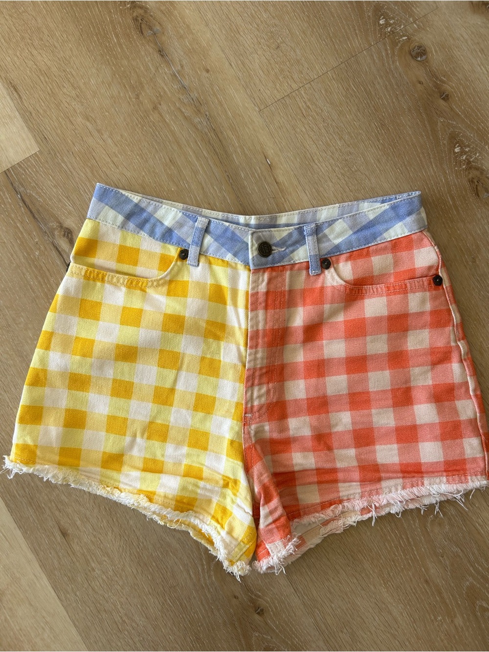 Anthropologie Gingham High-Rise Shorts
